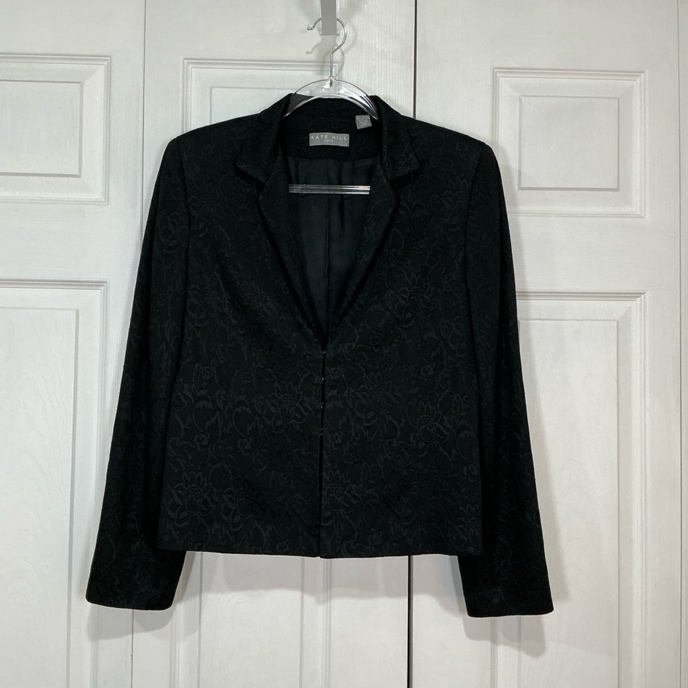 🍓 Kate Hill Black floral Jacket Blazer - 8 Petite
